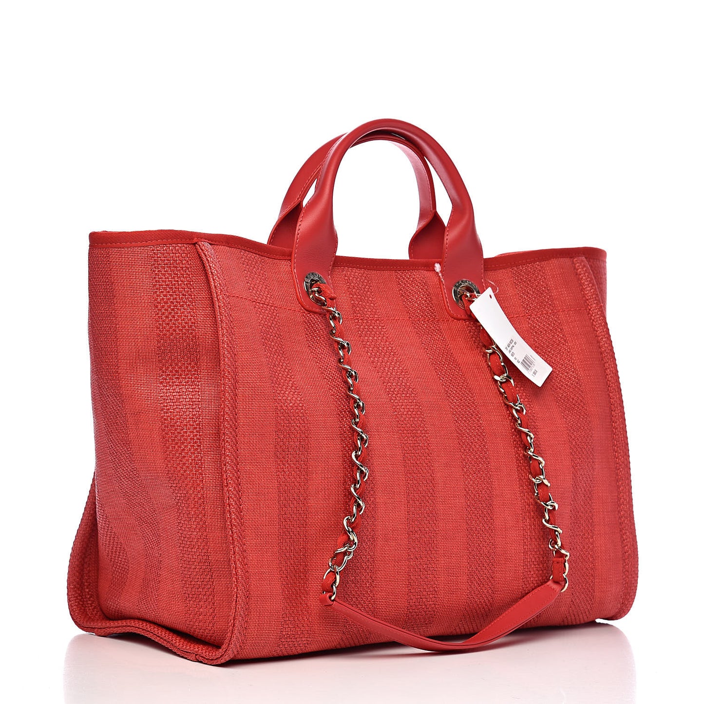 Mixed Fibers Striped Large Deauville Tote Red