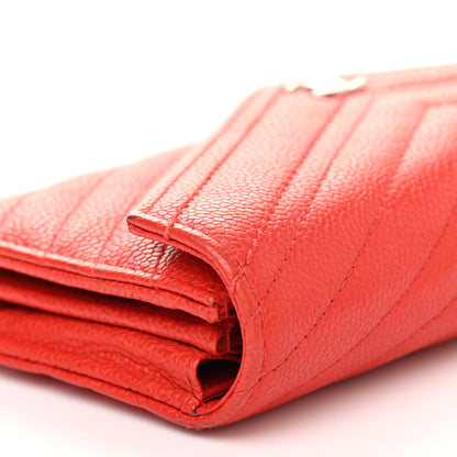Chanel Caviar Chevron Quilted Wallet Red 11 of 16