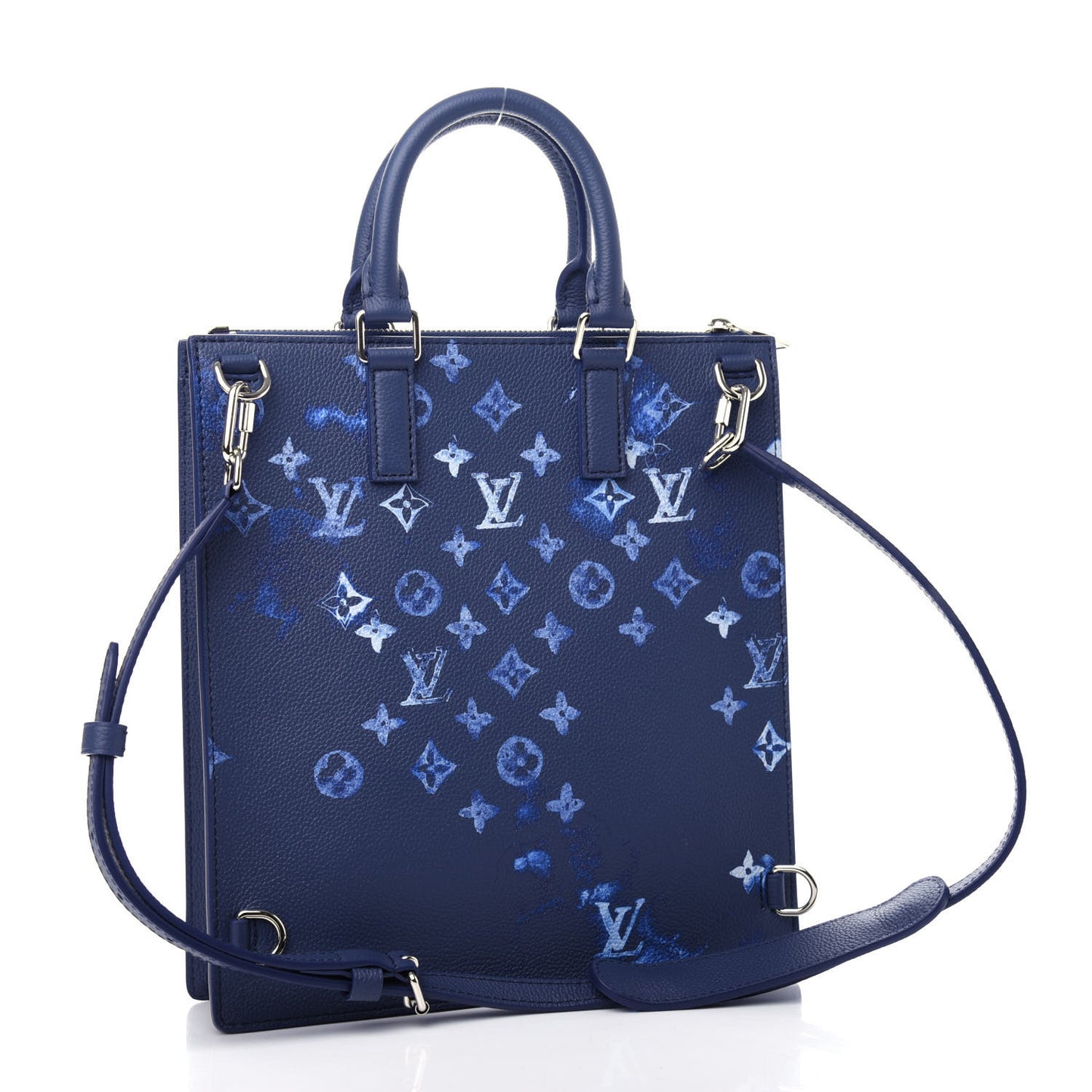 Monogram Ink Watercolor Sac Plat Zippé Blue