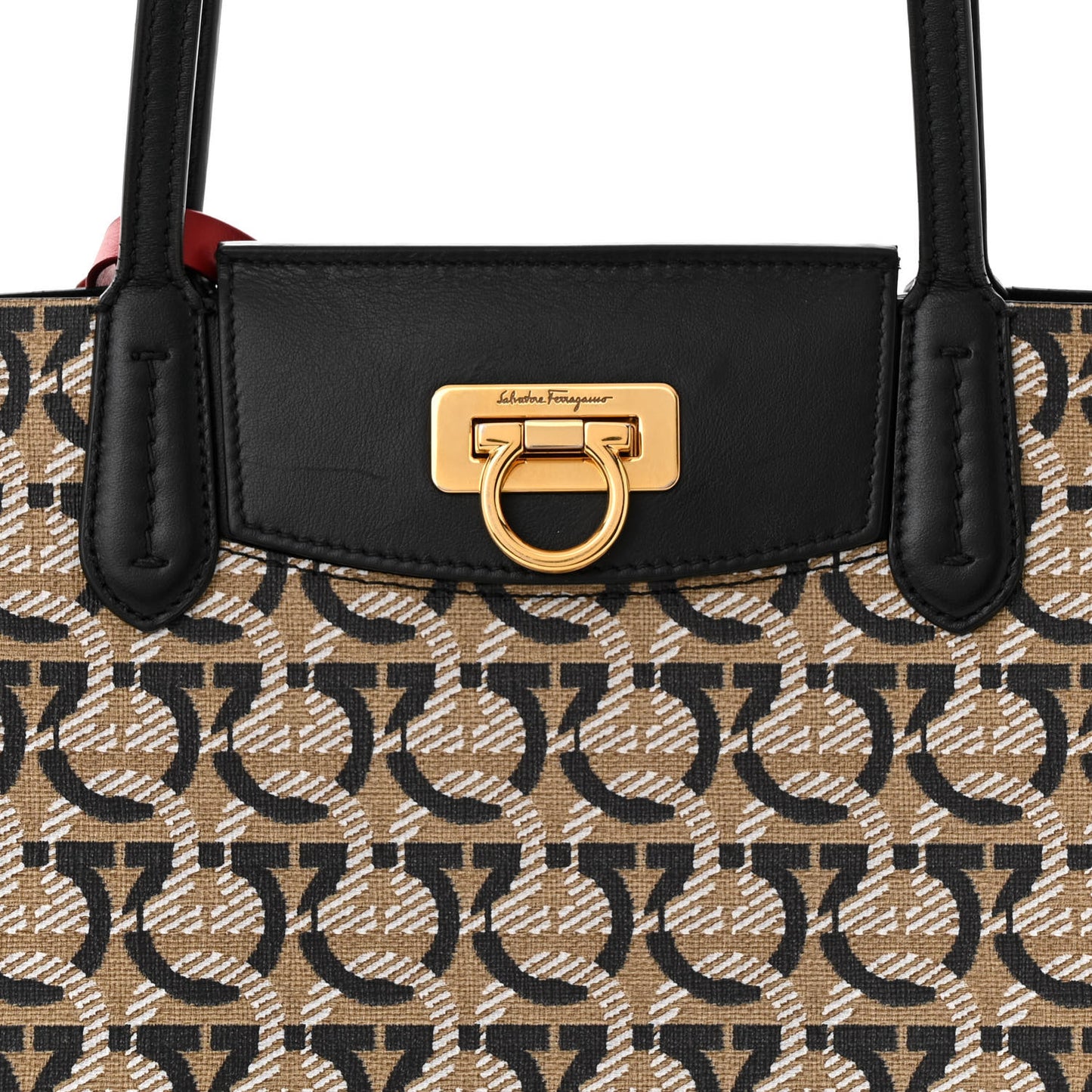 Canvas Calfskin Gancini Bag Black
