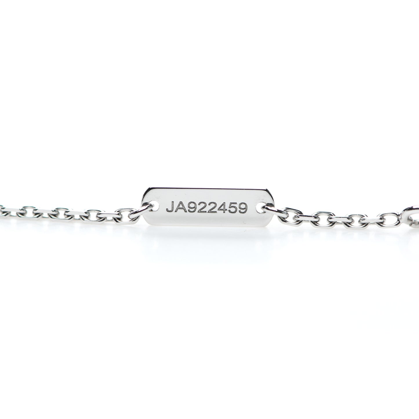 18K White Gold Diamond Guilloche Vintage Alhambra Pendant Necklace