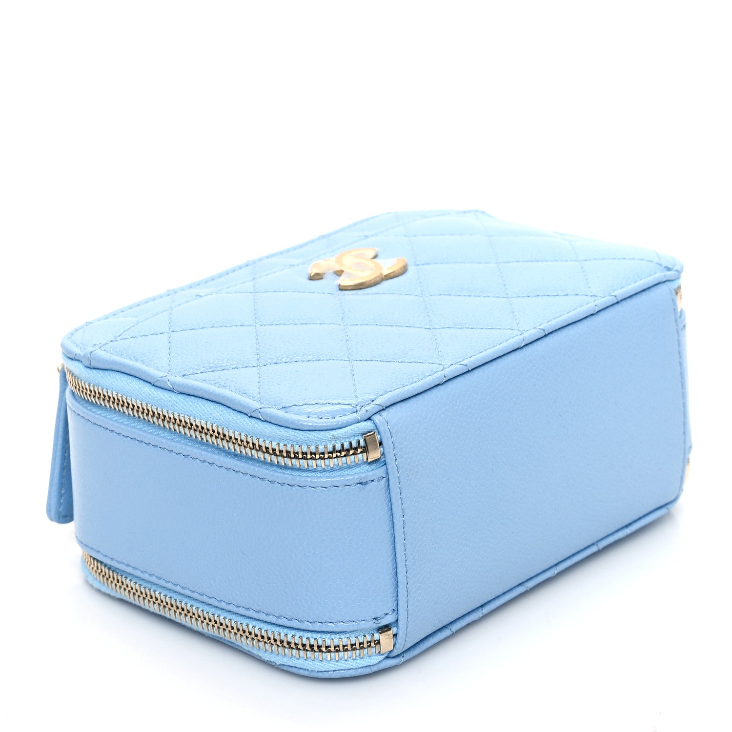 Chanel Caviar Quilted Mini Pick Me Up Vanity Case Light Blue 4 of 11