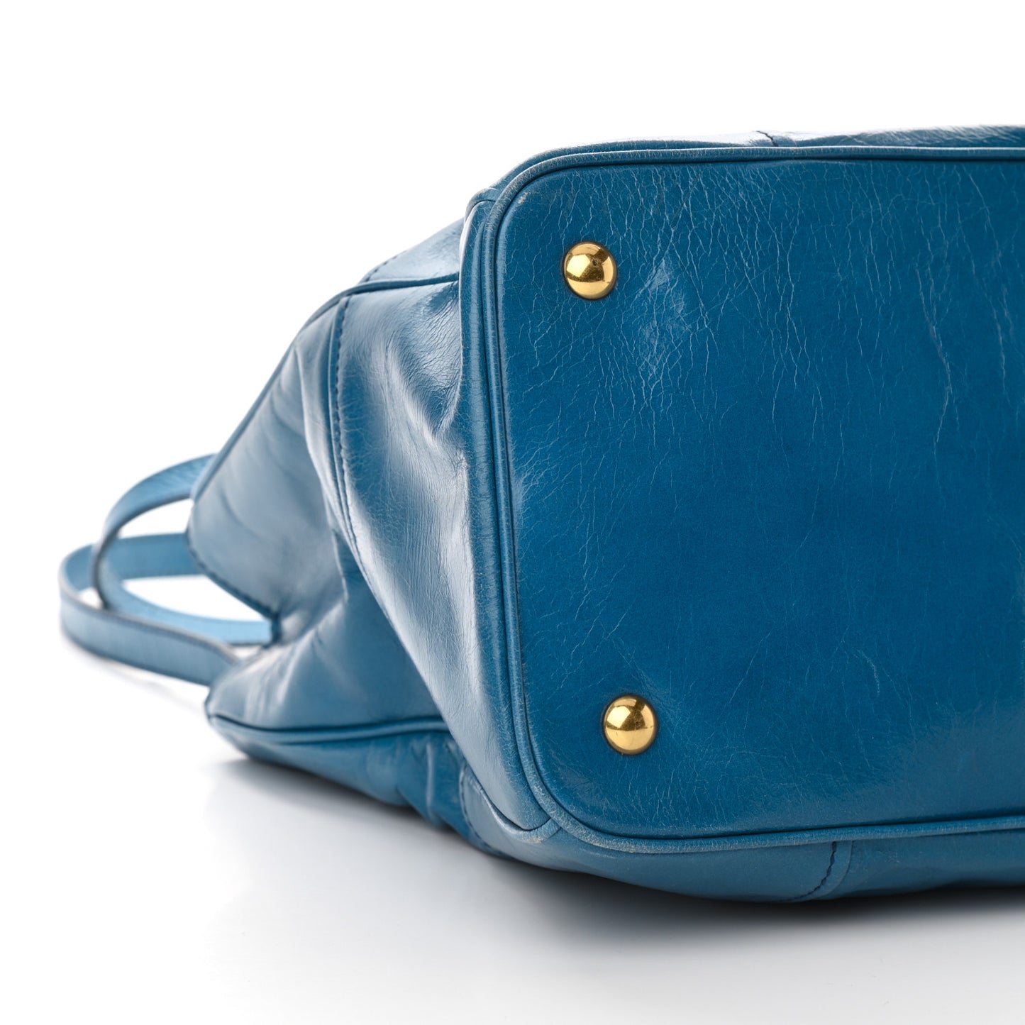 Vitello Shine Top Handle Satchel Oceano
