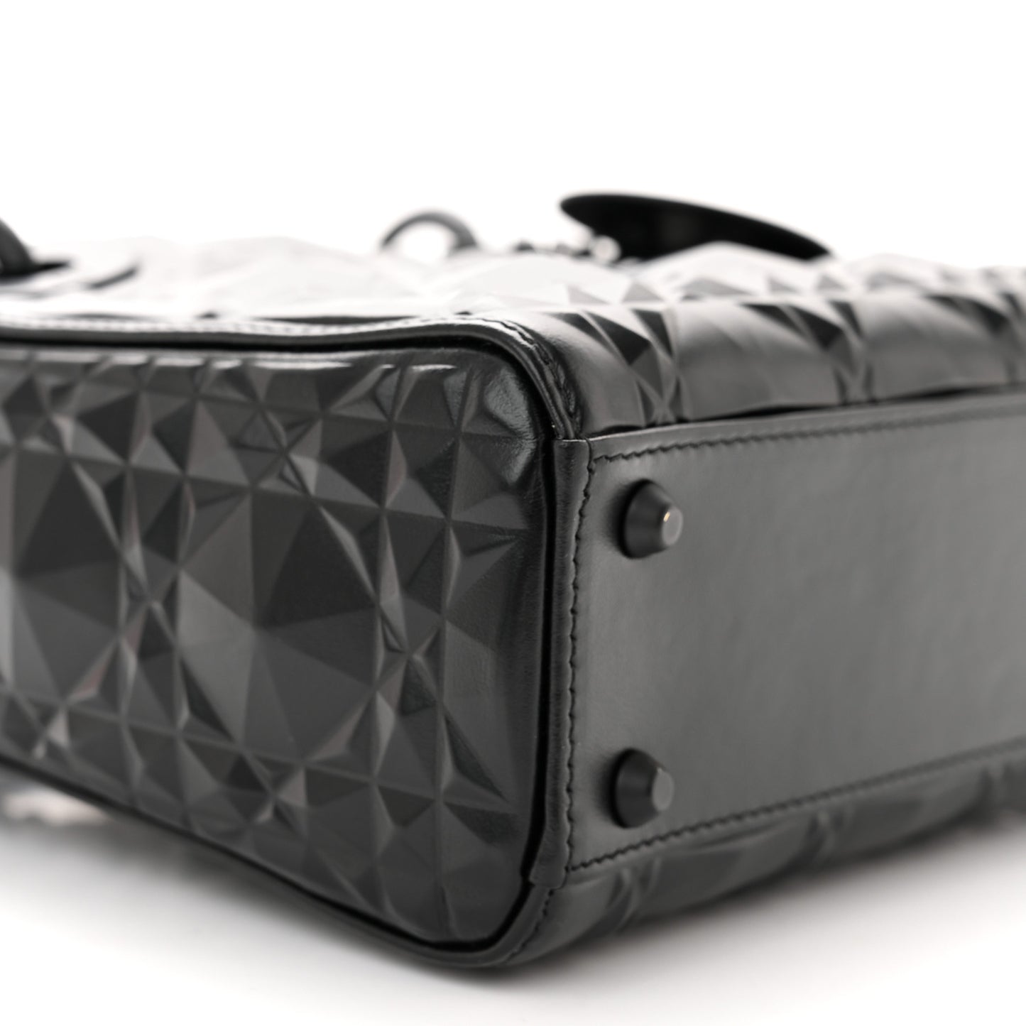 Calfskin Diamond Cannage Mini Lady Dior Black