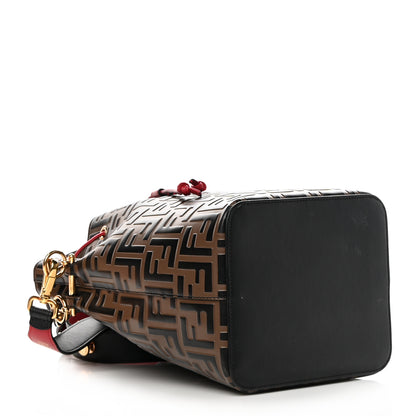 Fendi Vitello Grace F is Fendi Bi-Color FF 1974 Embossed Grande Mon Tresor Bucket Bag Maya Black Fragola 4 of 12