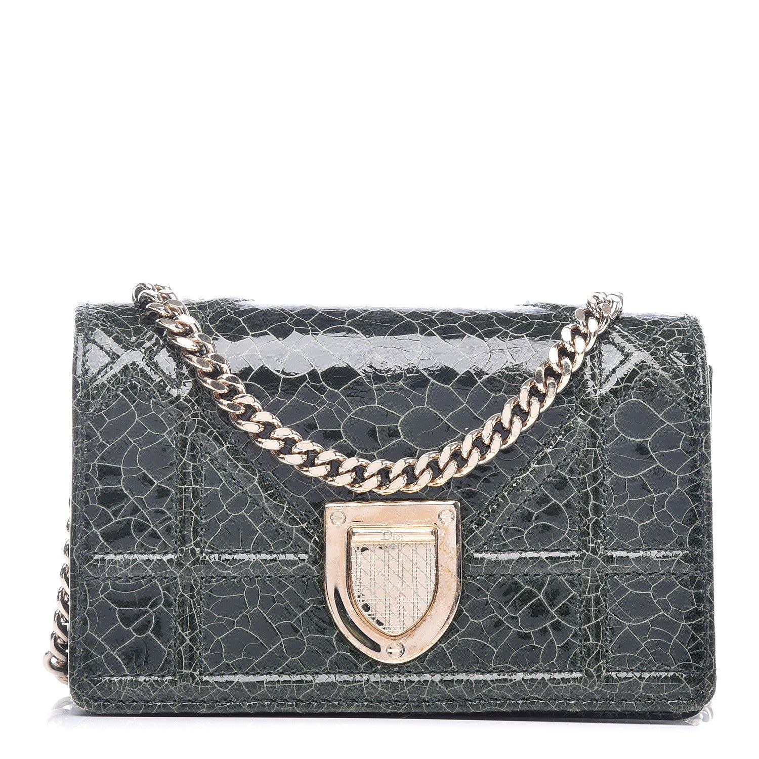 Christian Dior Ceramic Effect Deerskin Baby Diorama Flap Bag Green 2 of 15