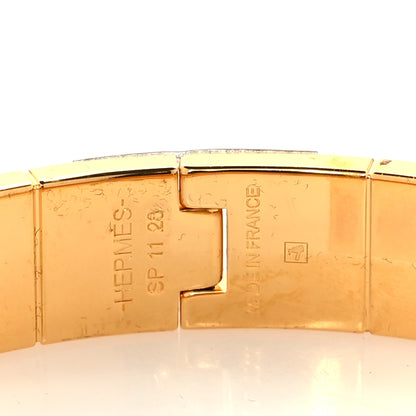 Hermes Enamel Printed Narrow Bolduc Au Carre Hinged Bracelet S Bleu Fumoir 5 of 5