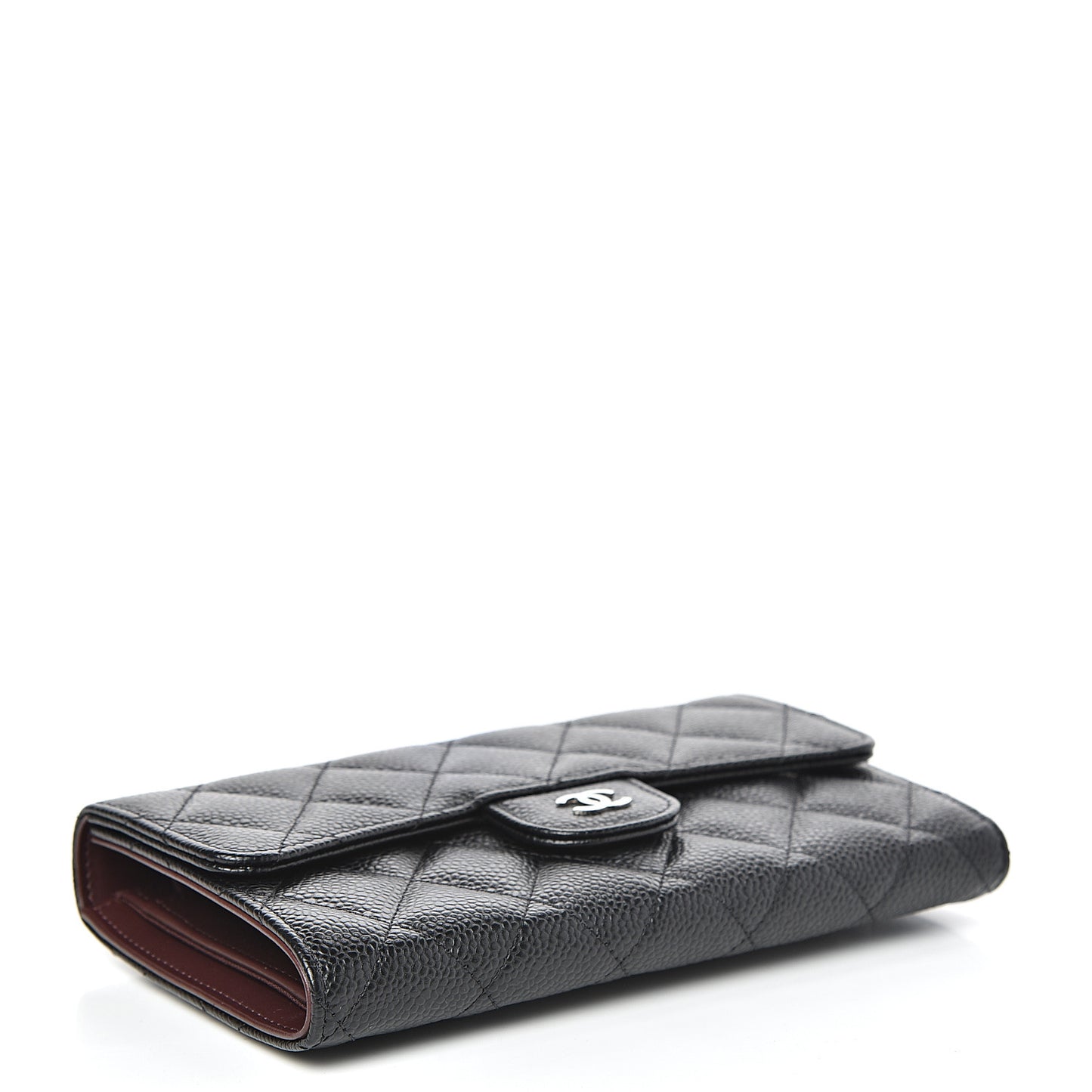 Caviar Quilted Large Flap Wallet Black