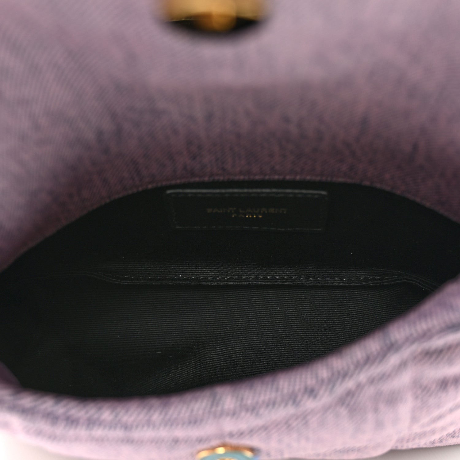 Saint Laurent Denim Quilted Loulou Puffer Monogram Pouch Clutch Bleached Lilac 5 of 8