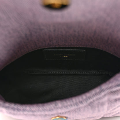 Saint Laurent Denim Quilted Loulou Puffer Monogram Pouch Clutch Bleached Lilac 5 of 8