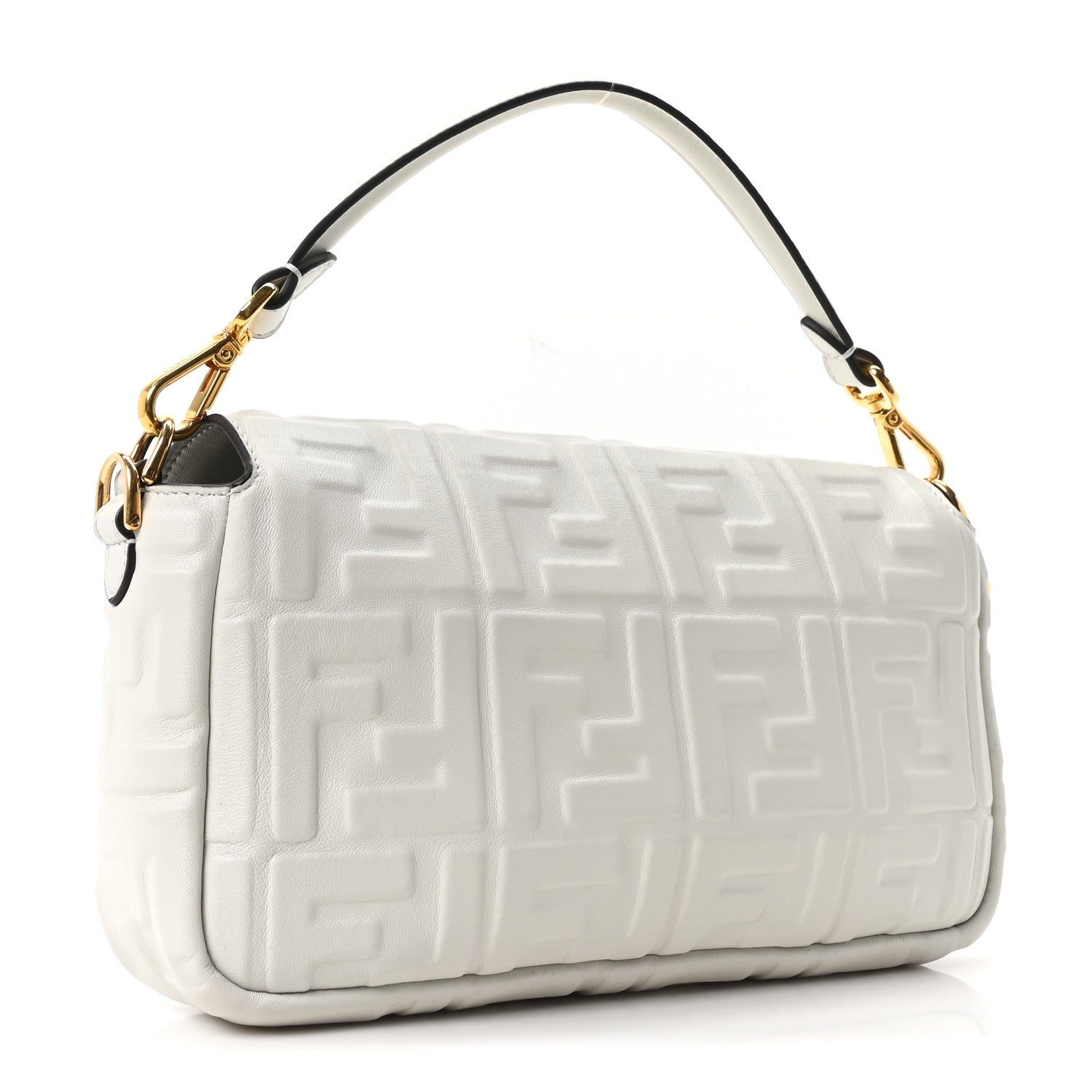 Fendi Nappa FF 1974 Embossed Baguette White 2 of 9