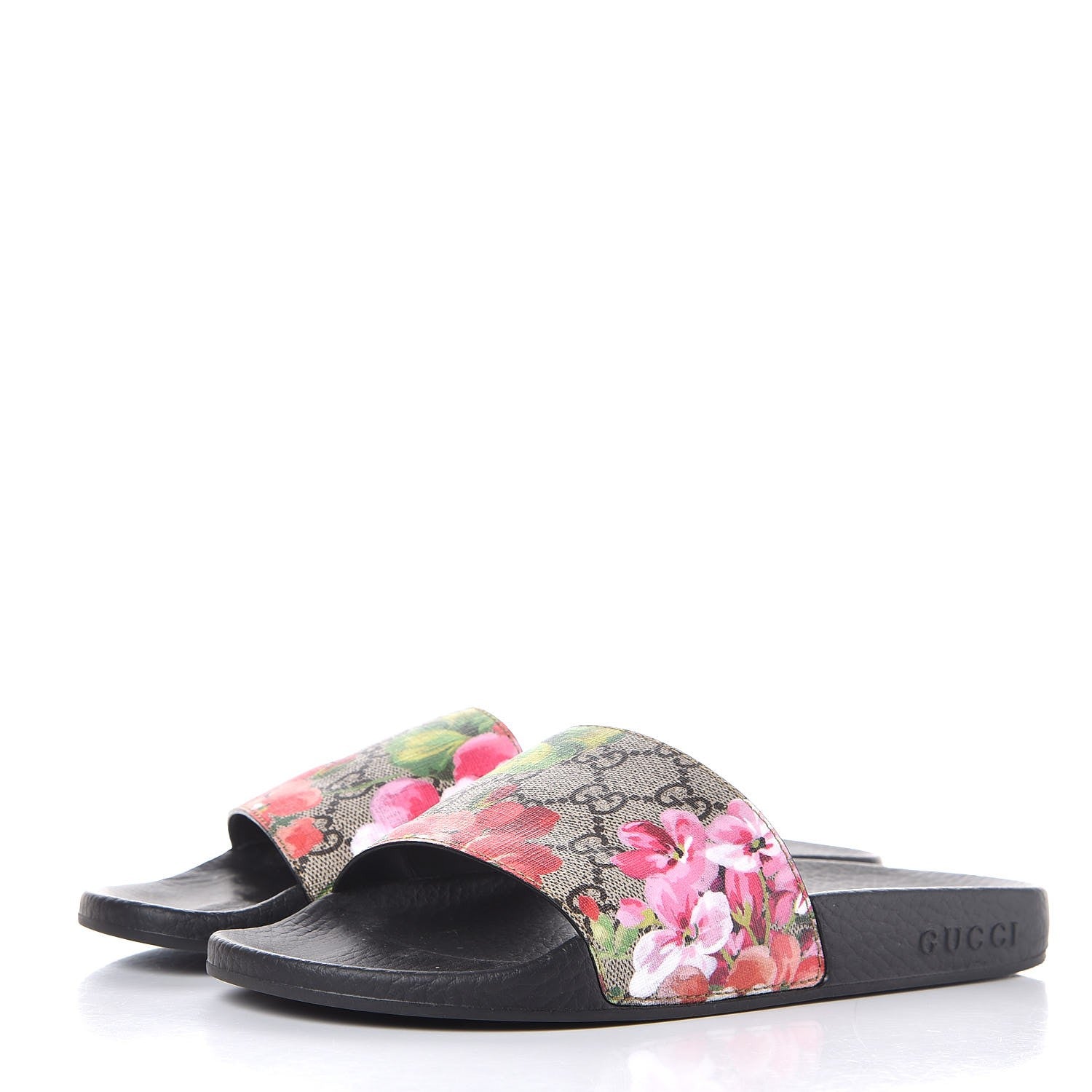 Gucci GG Supreme Monogram Blooms Slide Sandals 37 Beige Multicolor 3 of 10
