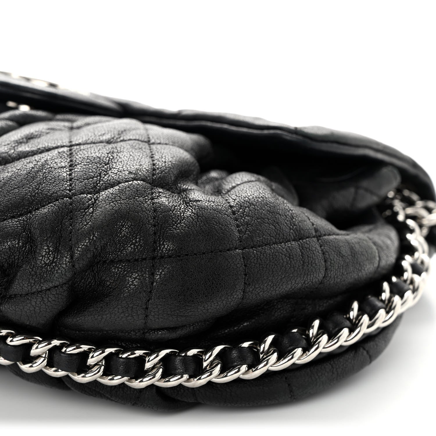 Chanel Washed Lambskin Quilted Medium Chain Around Messenger Black 10 of 11