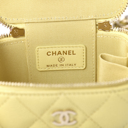 Chanel Caviar Quilted Mini Vanity Case With Chain Light Yellow 6 of 10