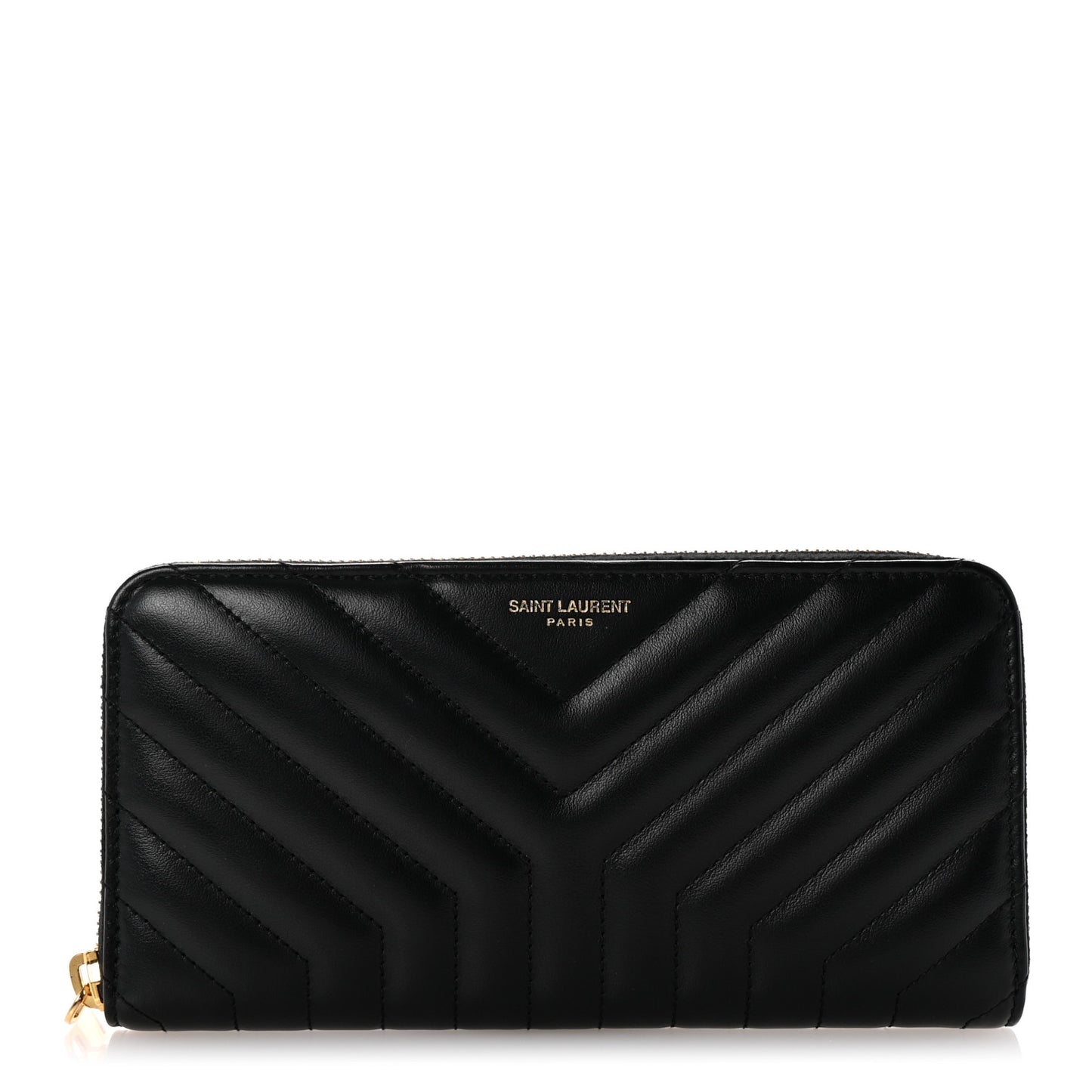 Calfskin Y Quilted Joan Zip Around Wallet Black