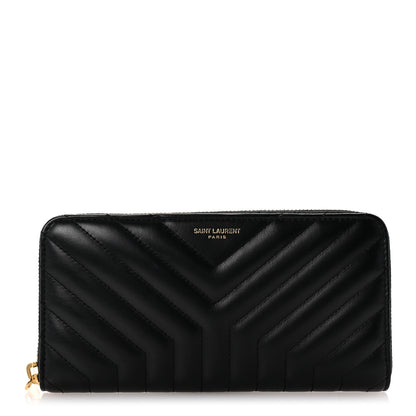 Saint Laurent Calfskin Y Quilted Joan Zip Around Wallet Black 1 of 7