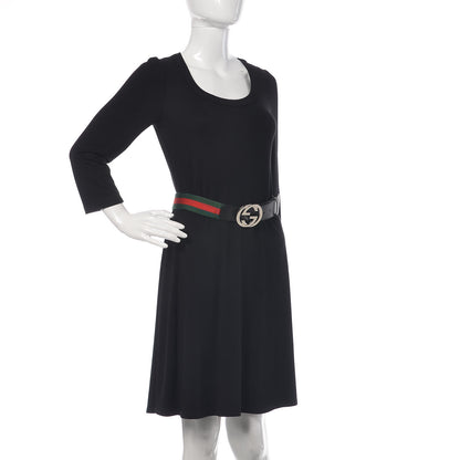 Gucci Calfskin Web Interlocking G Belt 95 38 Dark Brown 2 of 6