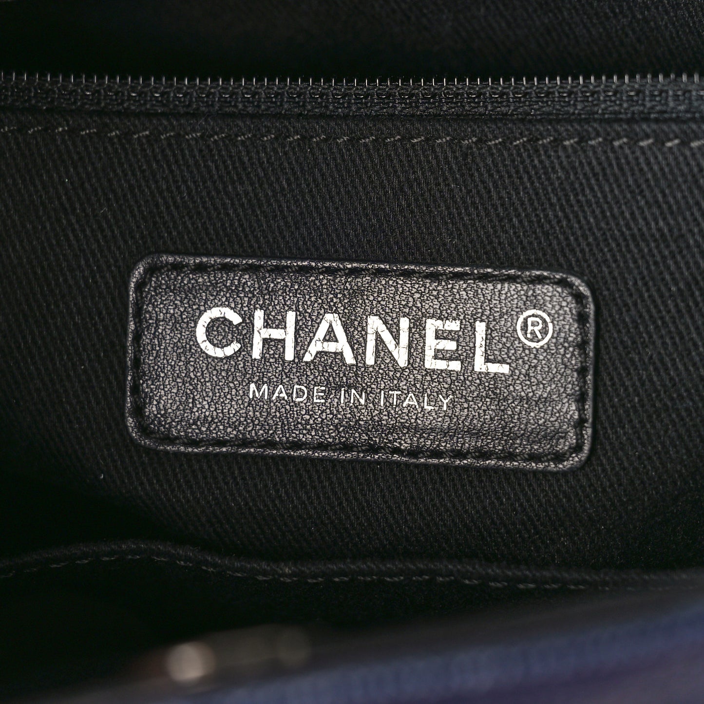 Caviar Quilted Medium CC Bucket Bag Dark Blue