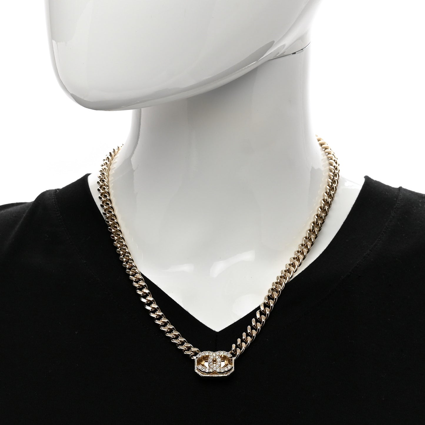 Crystal CC Chain Choker Necklace Gold