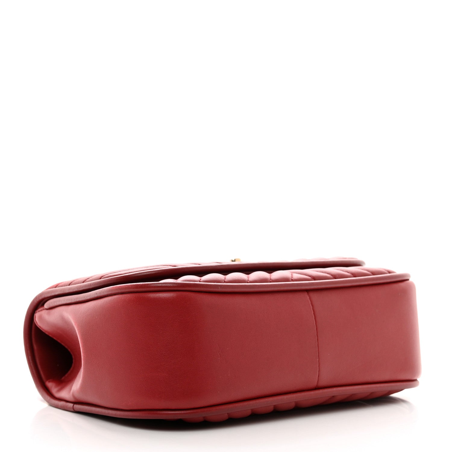 Chanel Lambskin Reverse Chevron Quilted Round Top Handle Flap Red 4 of 11