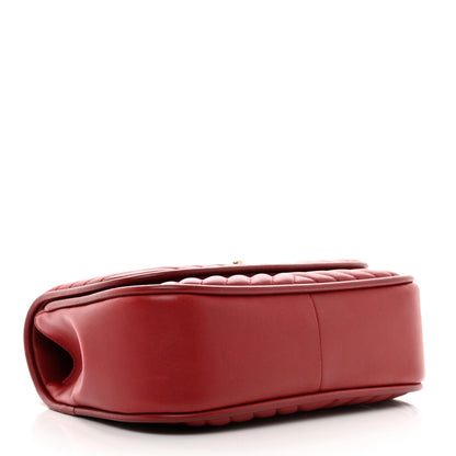 Chanel Lambskin Reverse Chevron Quilted Round Top Handle Flap Red 4 of 11