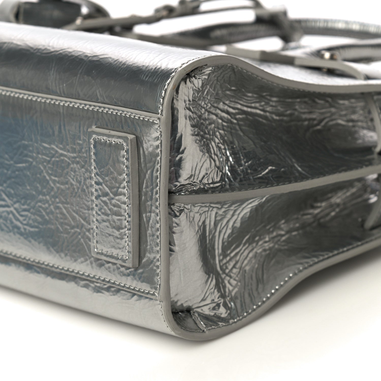 Saint Laurent Metallic Crinkled Calfskin Nano Supple Sac De Jour Silver 7 of 17
