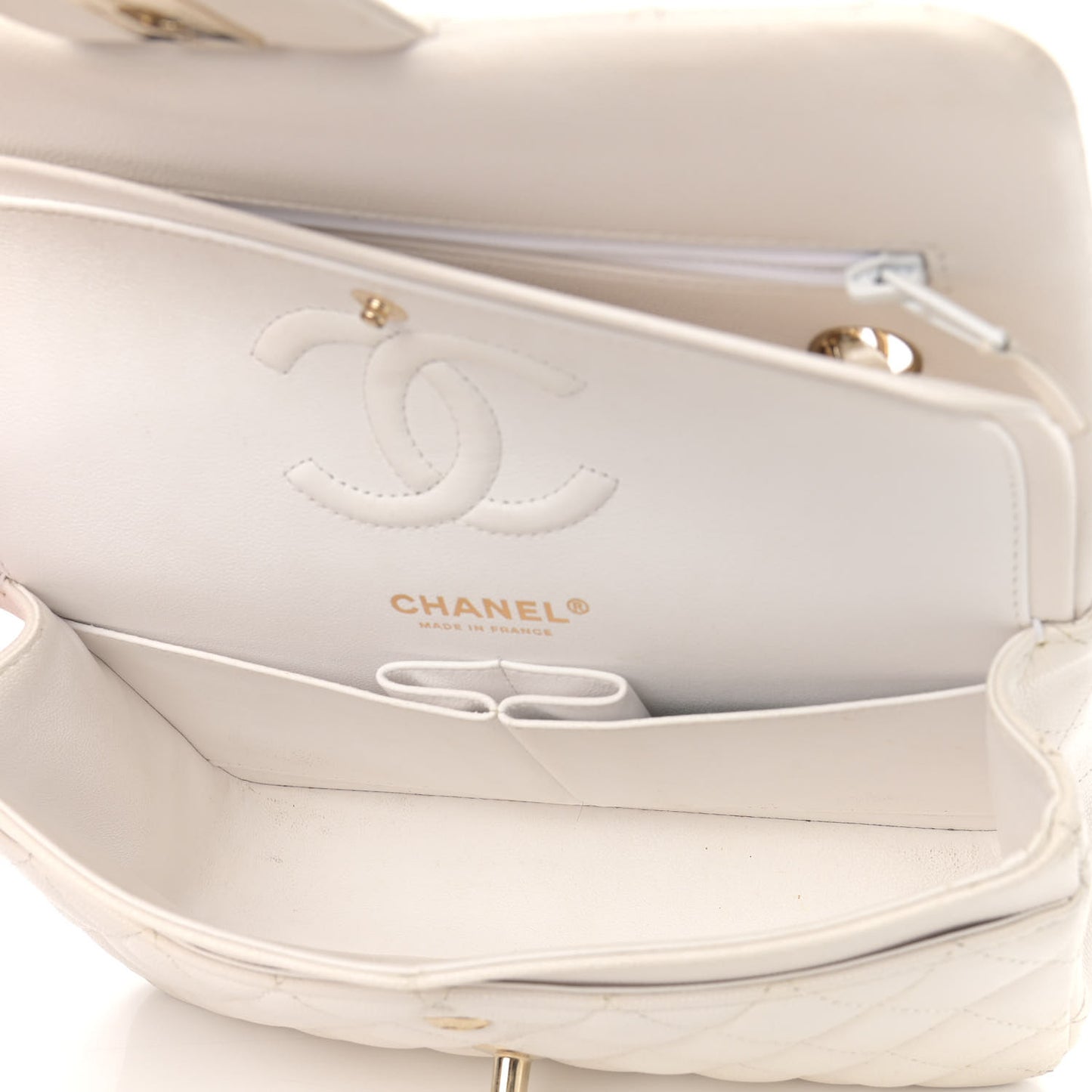 Caviar Quilted Small Double Flap White