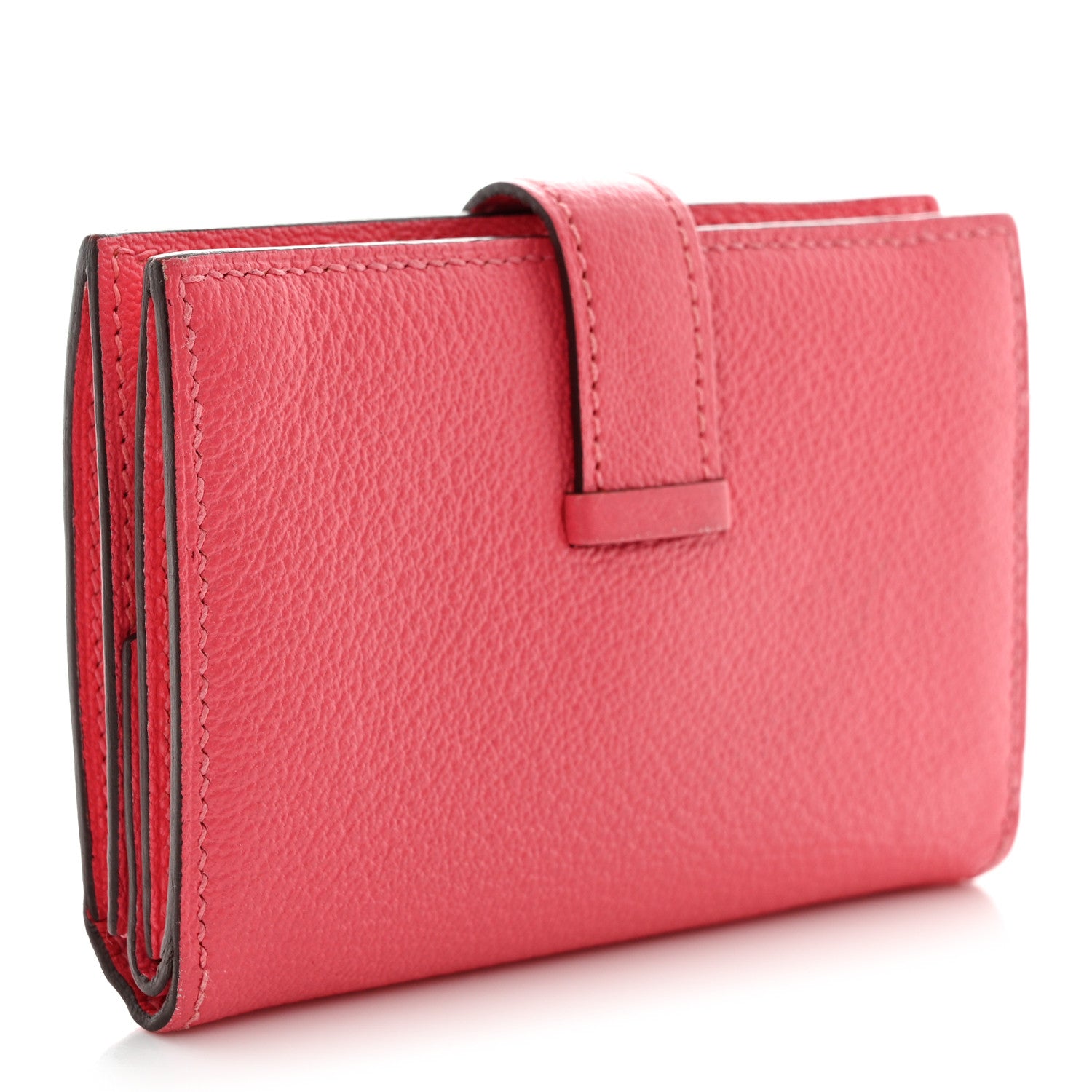 Hermes Chevre Mysore Mini Bearn Wallet Rose Lipstick 3 of 12