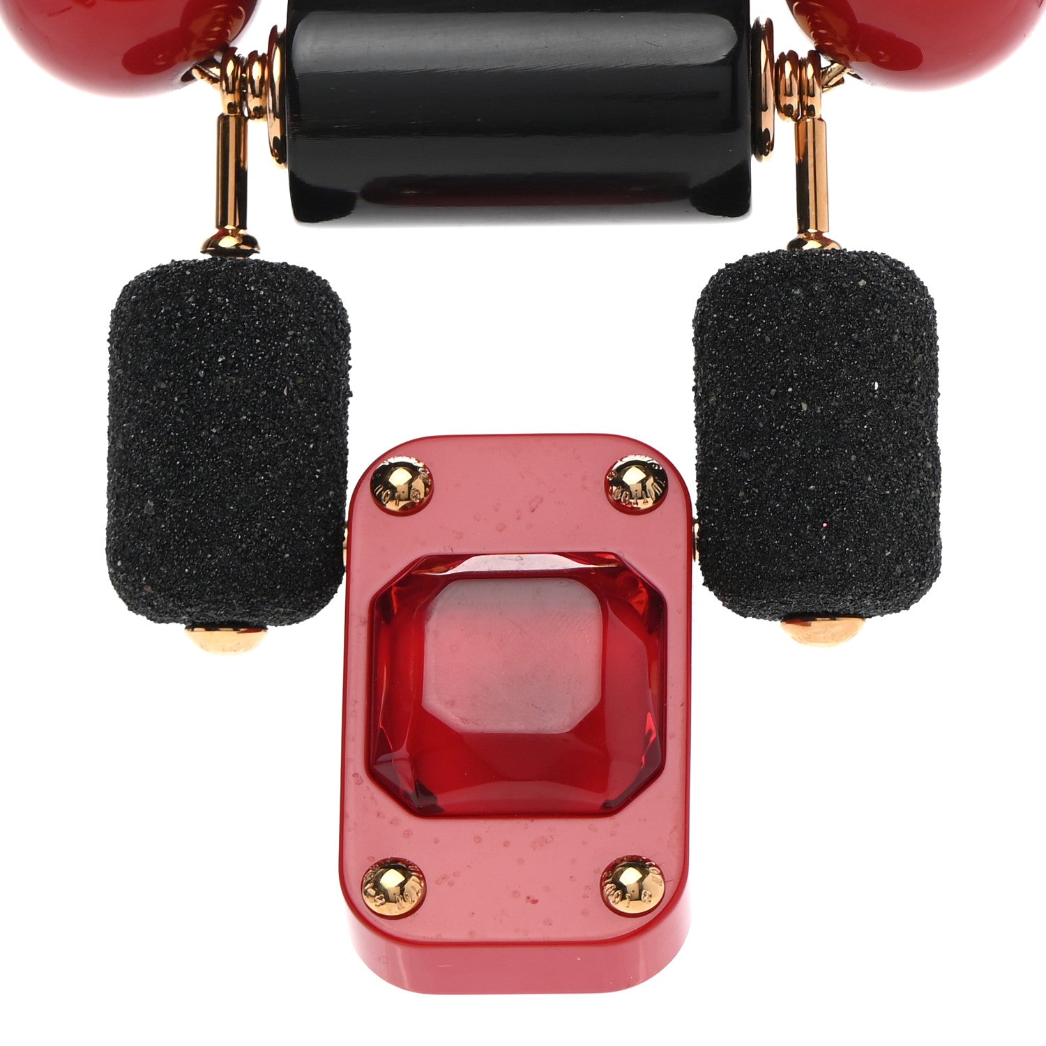 Louis Vuitton Resin Wood Crystal Inventeur Necklace Red 5 of 7