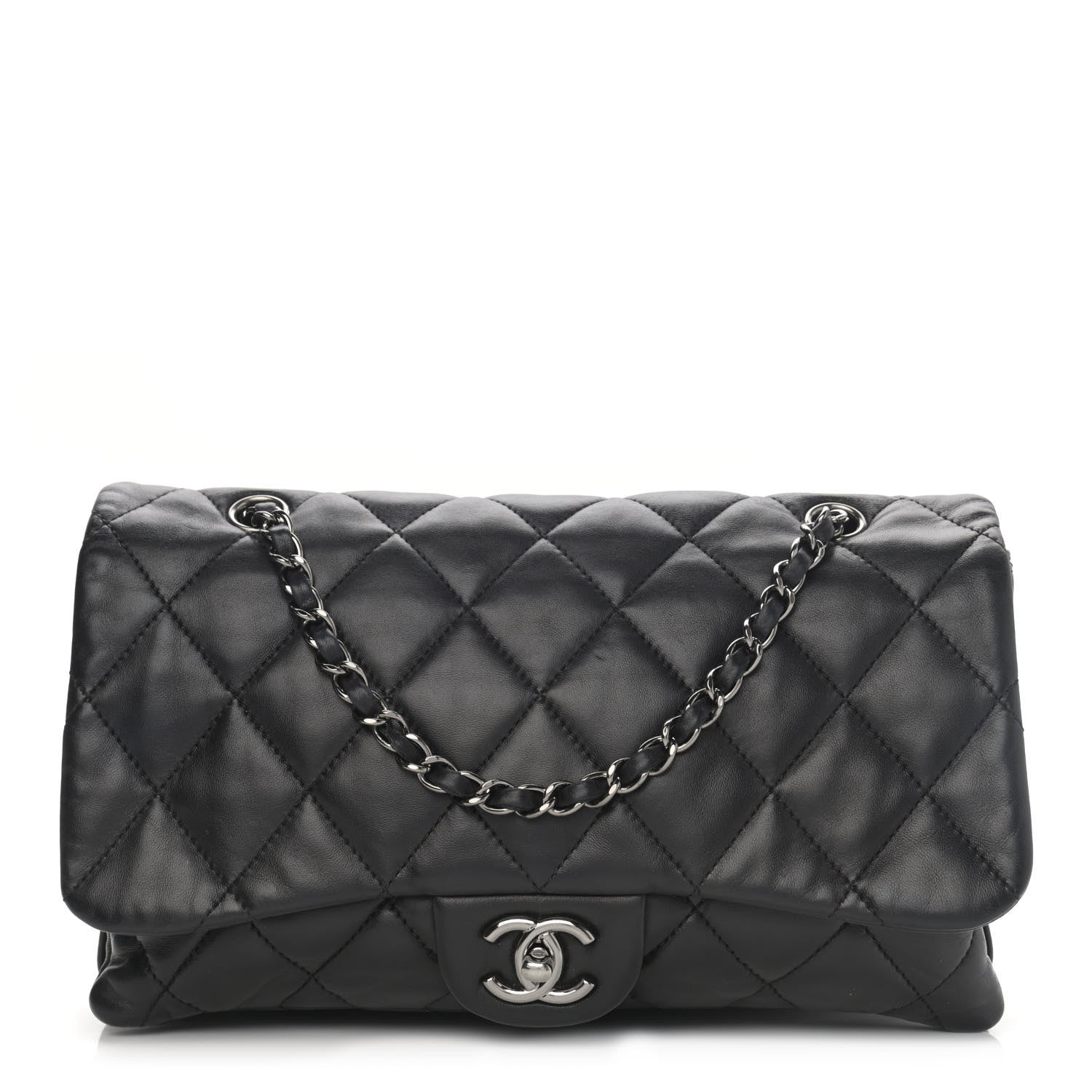 Chanel Lambskin Quilted Jumbo 3 Flap Black 1 of 11