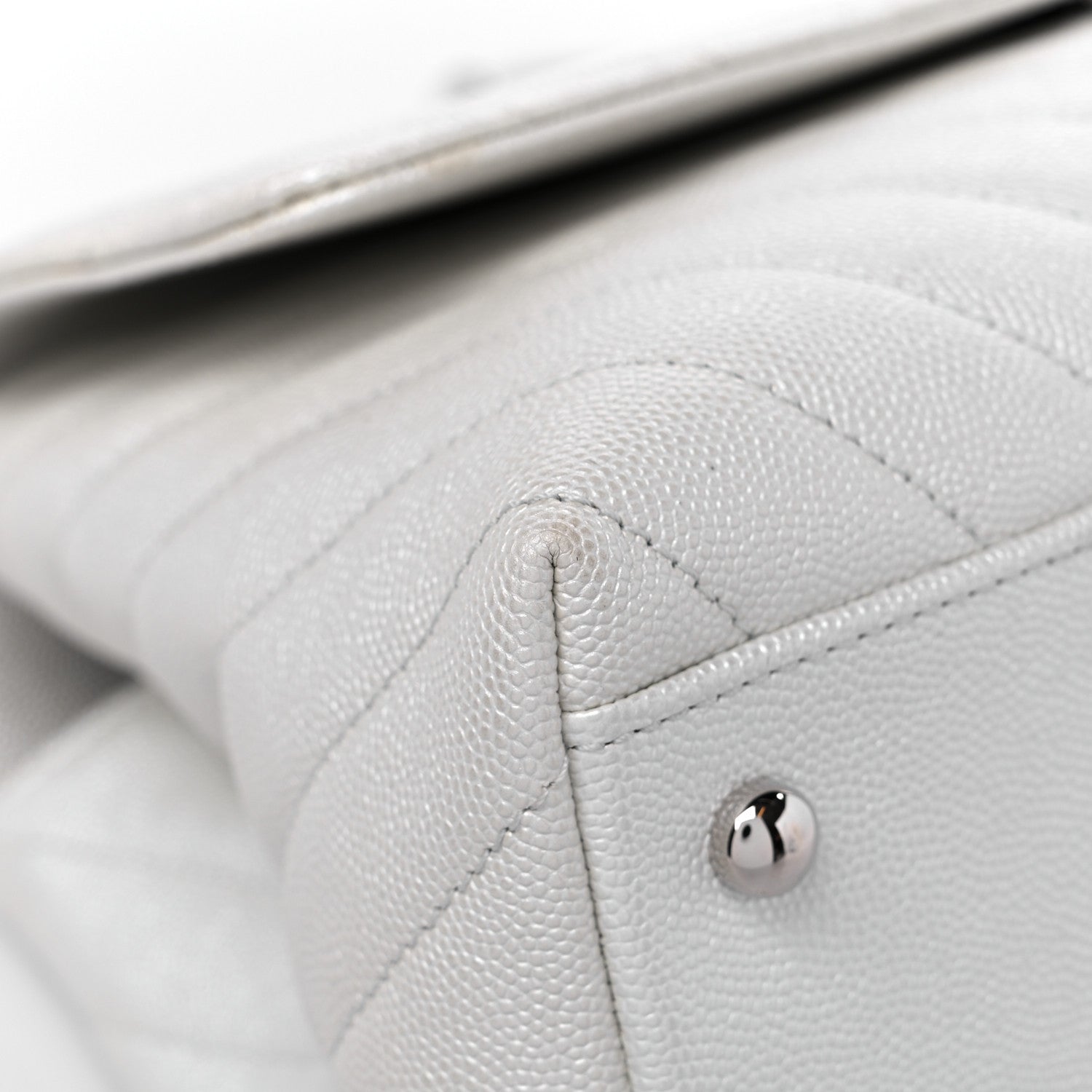 Chanel Iridescent Caviar Chevron Quilted Small Coco Handle Flap White 8 of 17