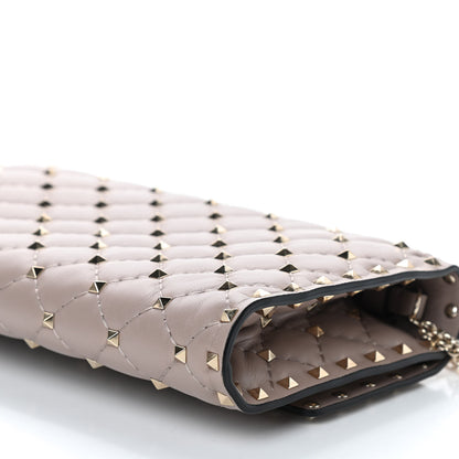 Valentino Garavani Lambskin Rockstud Spike Wallet on Chain Poudre 9 of 9