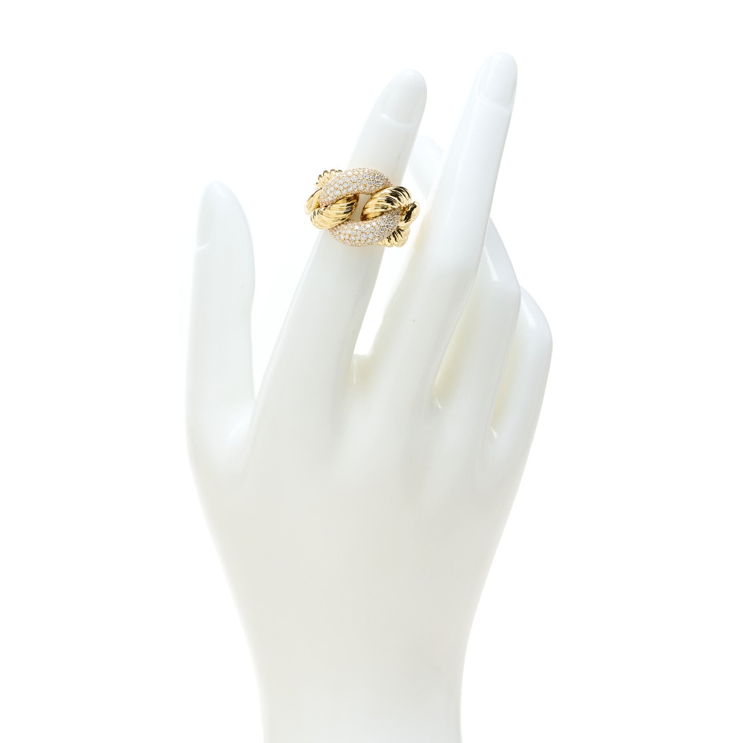David Yurman 18K Yellow Gold Diamond Belmont Curb Link Ring 45 3.5 2 of 5