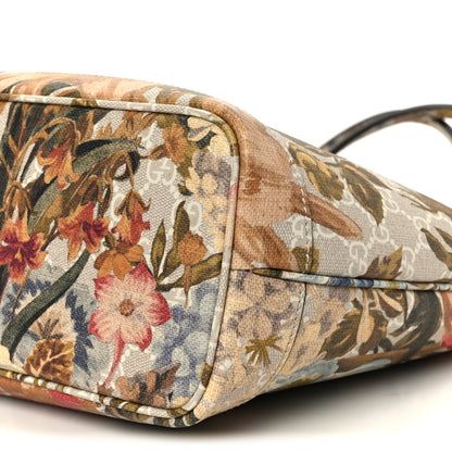 Gucci GG Supreme Monogram Water Flora Web Small Ophidia Tote Beige White Multicolor 11 of 11