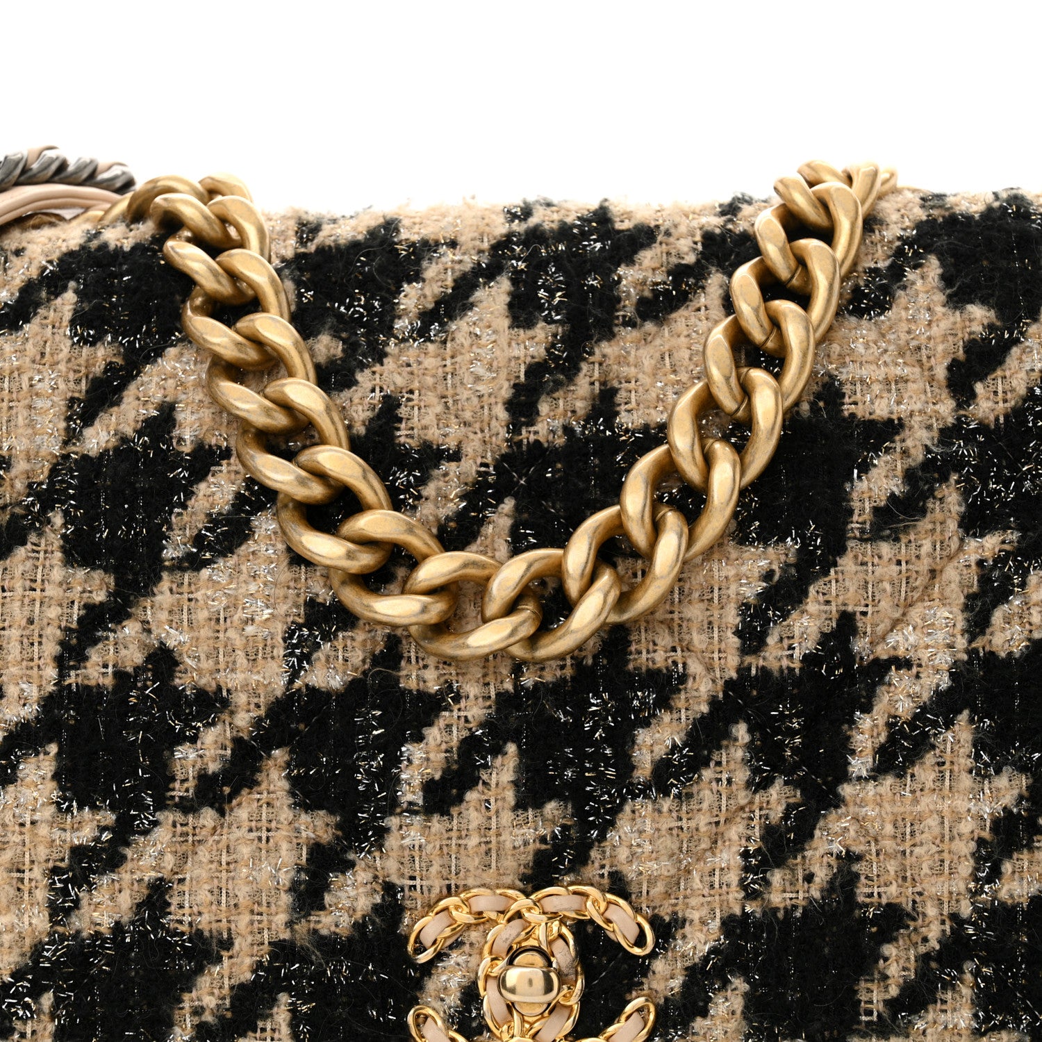 Chanel Tweed Maxi Chanel 19 Flap Beige Black 8 of 12