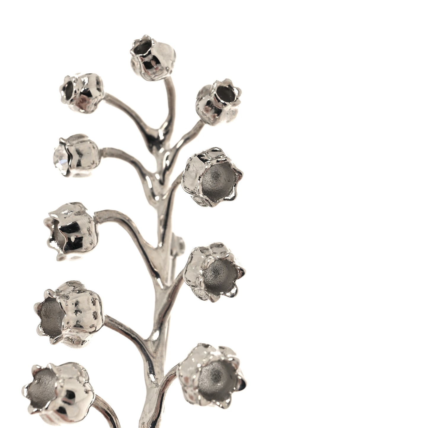 Crystal Lily of the Valley Brooch Silver