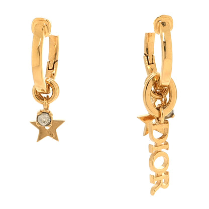 Christian Dior Crystal Chain Hoop Earrings Gold 1 of 4
