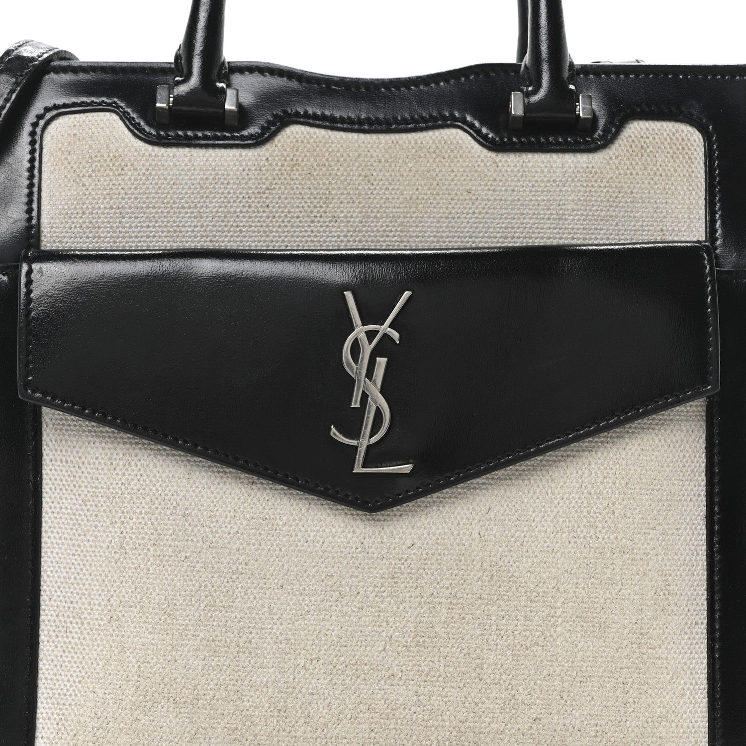 Saint Laurent Canvas Calfskin Small Uptown Tote Black 8 of 10