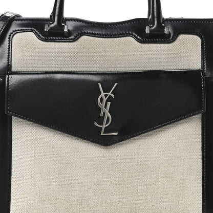 Saint Laurent Canvas Calfskin Small Uptown Tote Black 8 of 10