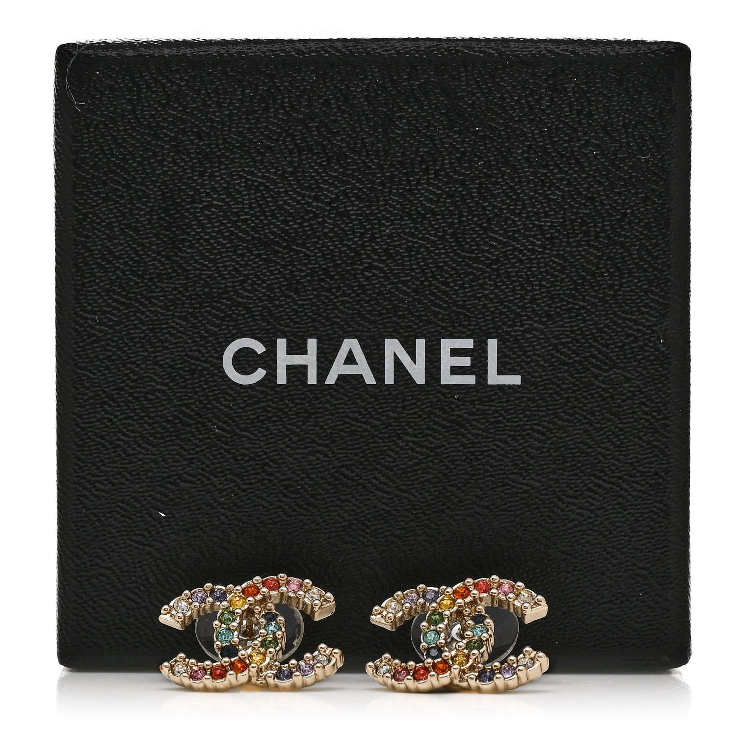 Chanel Crystal Over The Rainbow CC Earrings Gold Multicolor 5 of 5