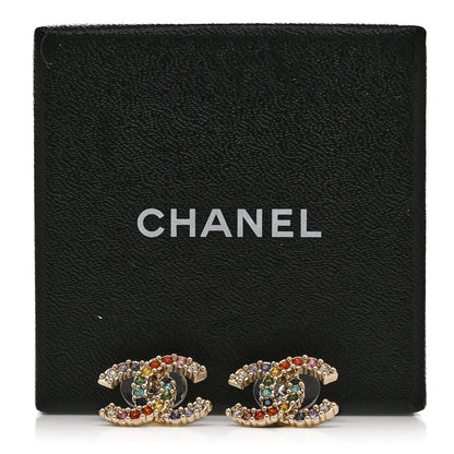 Chanel Crystal Over The Rainbow CC Earrings Gold Multicolor 5 of 5