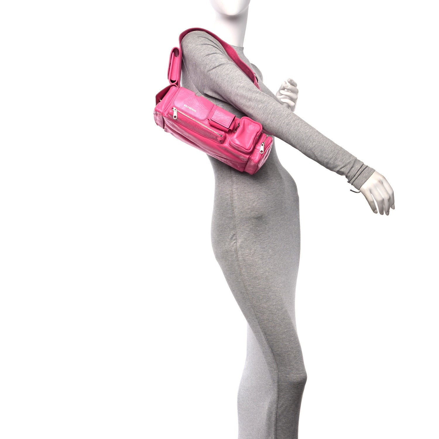 Balenciaga Agneau Arena Superbusy XS Sling Zip Shoulder Bag Hot Pink 2 of 11