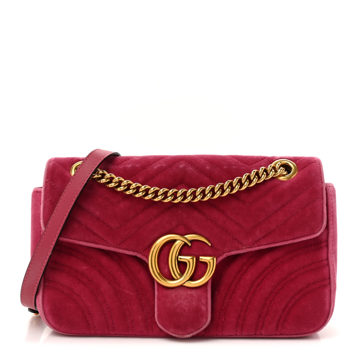 Gucci Velvet Matelasse Small GG Marmont Shoulder Bag Light Raspberry Rose 1 of 16