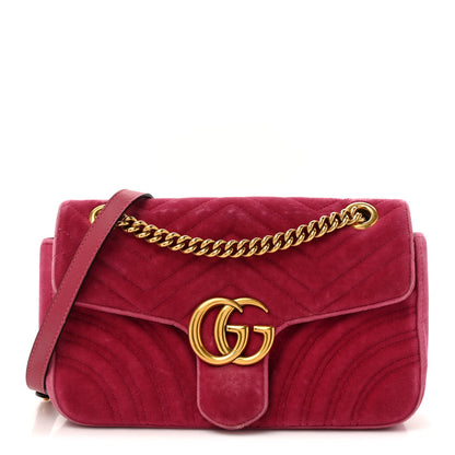 Gucci Velvet Matelasse Small GG Marmont Shoulder Bag Light Raspberry Rose 1 of 16