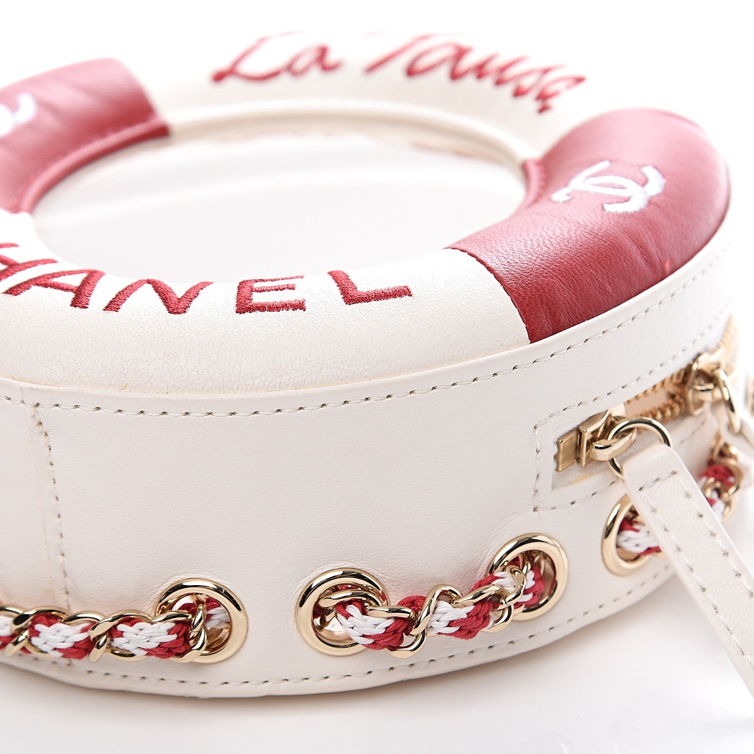 Chanel Lambskin Coco Lifesaver Round Bag Red White 10 of 10