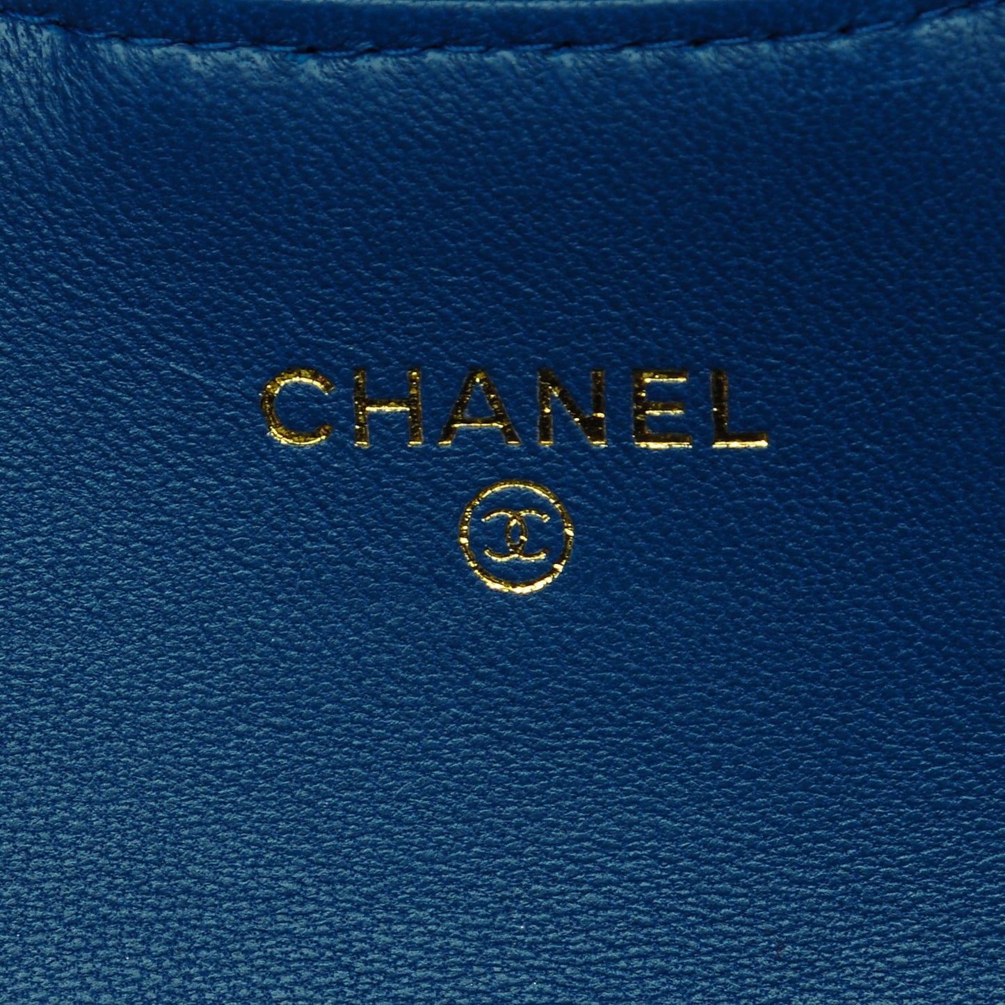 Lambskin Quilted Card Holder Blue