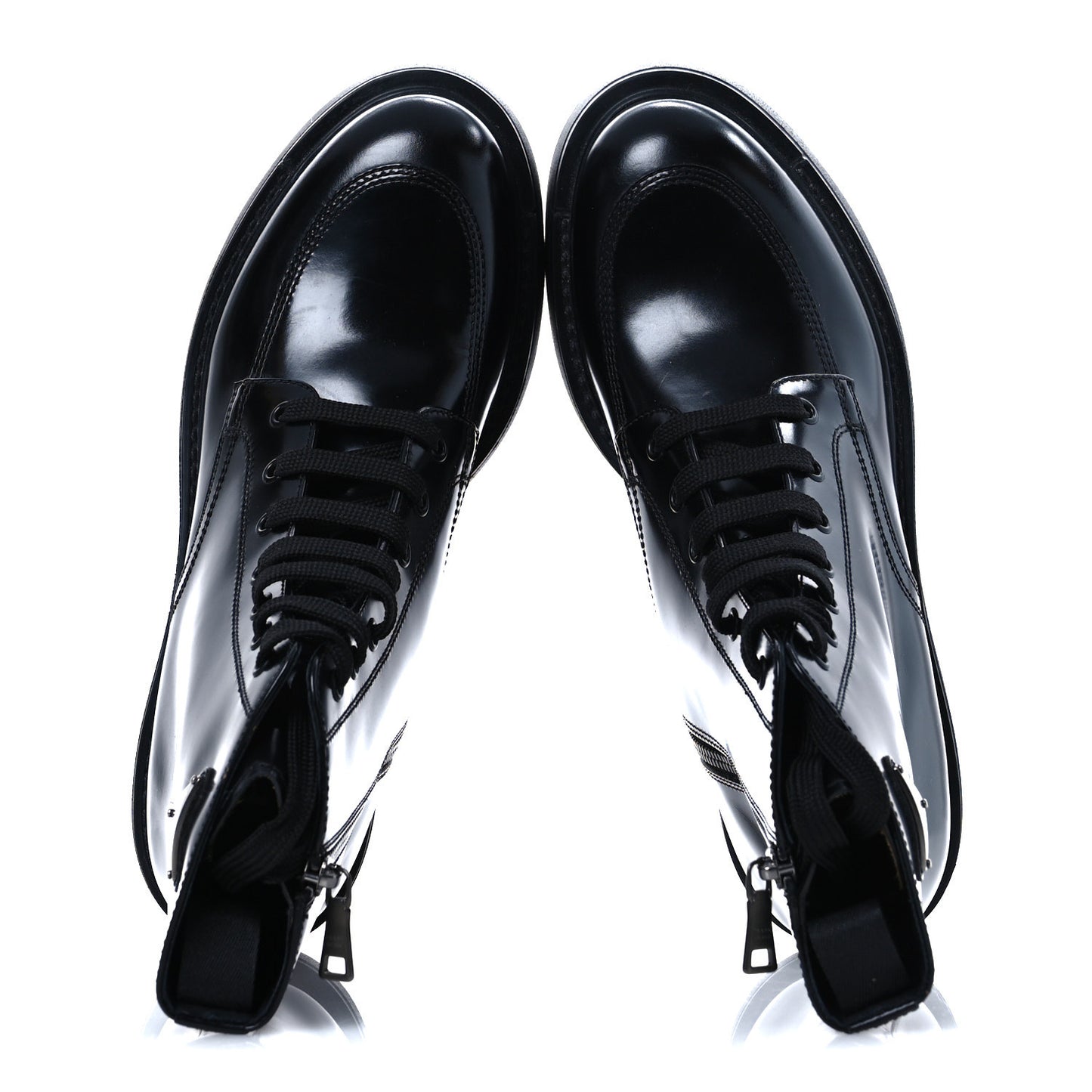 Brushed Calfskin Triangle Combat Boots 39.5 Black
