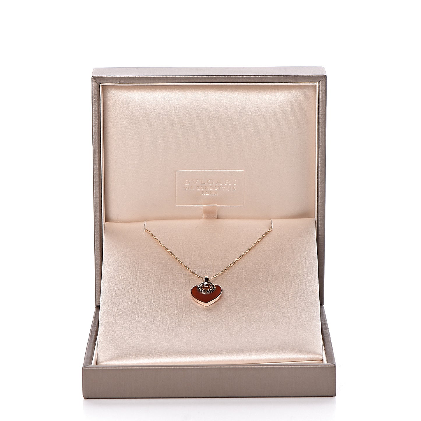 18K Rose Gold Carnelian Cuore Heart Pendant Necklace