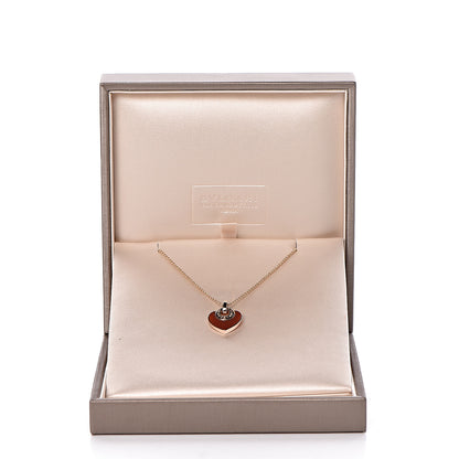 Bulgari 18K Rose Gold Carnelian Cuore Heart Pendant Necklace 8 of 8