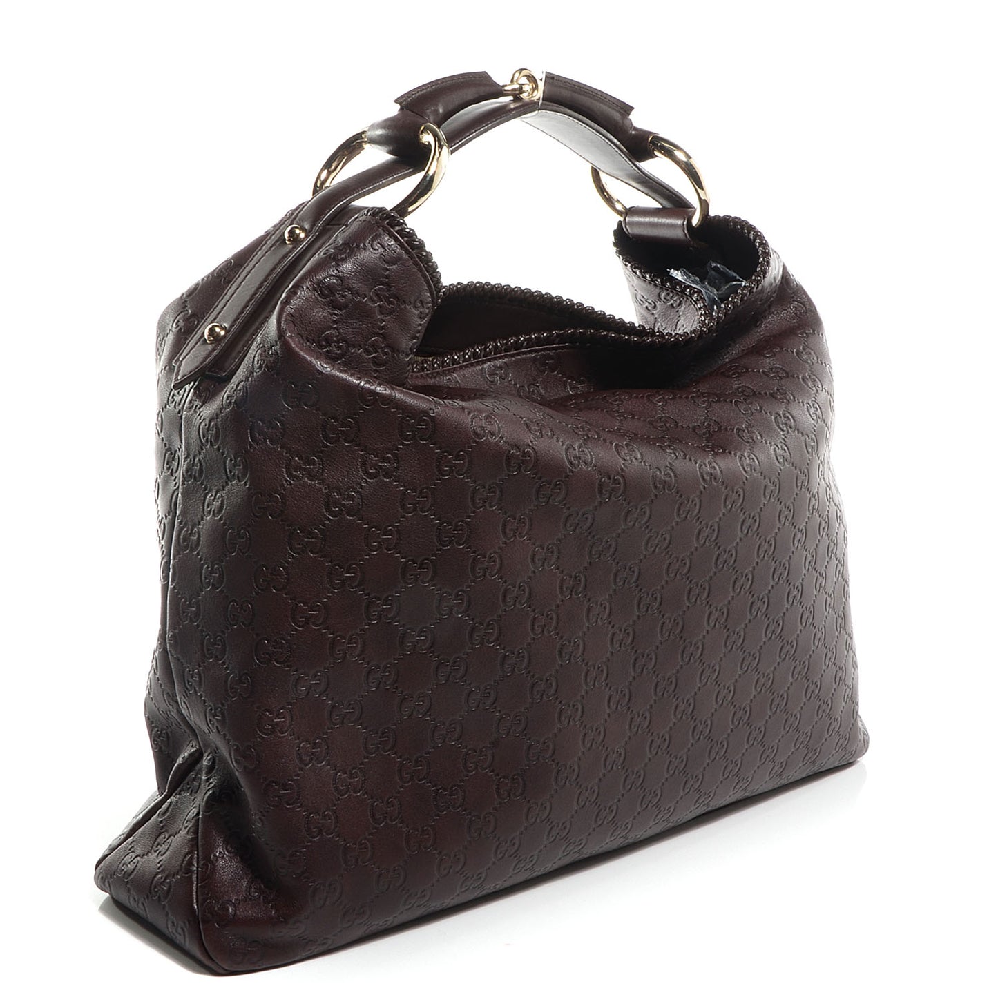 Guccissima Large Horsebit Chain Hobo Dark Brown